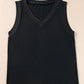 Black Ribbed V Neck Tank
