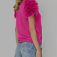 Mesh Ruffled Short Sleeve T Shirt