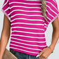 Stripe Knitted Bat Sleeve T Shirt