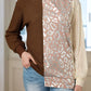 Glitter Leopard Patchwork Crew Neck Long Sleeve Top