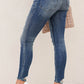 Asymmetric Button Zip Fly Distressed Skinny Jeans