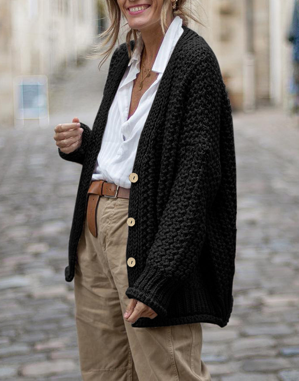 Vintage Cable Knit Button Front Cardigan