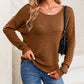 Textured Knit Round Neck Dolman Sleeve Sweater