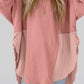 Crinkle Splicing Raw Hem High Low Oversized Blouse