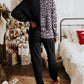 Contrast Leopard Long Sleeve Pullover and Joggers Outfit