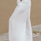 Solid Color Elastic Waist Pleated Wide Leg Pants