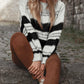 Stripe Striped Knit Puff Sleeve Casual Sweater