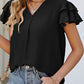 V Neck Ruffle Short Sleeve Blouse