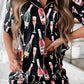 Champagne Print Silky Short Sleeve Pajamas Set