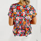 Floral Ruffle Peplum Short Sleeves Blouse