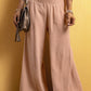Smocked Waist Crinkled Wide Leg Pants
