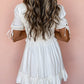 Tie Short Sleeves Smocked Ruffle Mini Dress