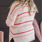 Stripe Drop Shoulder Side Split Plus Size Sweater