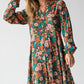 Vibrant Floral Print Lapel Collar Button Closure Shirt Dress