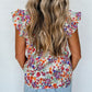 Floral Square Neck Flutter Tank Top