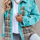 Plaid Patchwork Pockets Denim Jacket