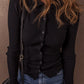 Ribbed Knit Collared Slim Fit Sweater Cardigan