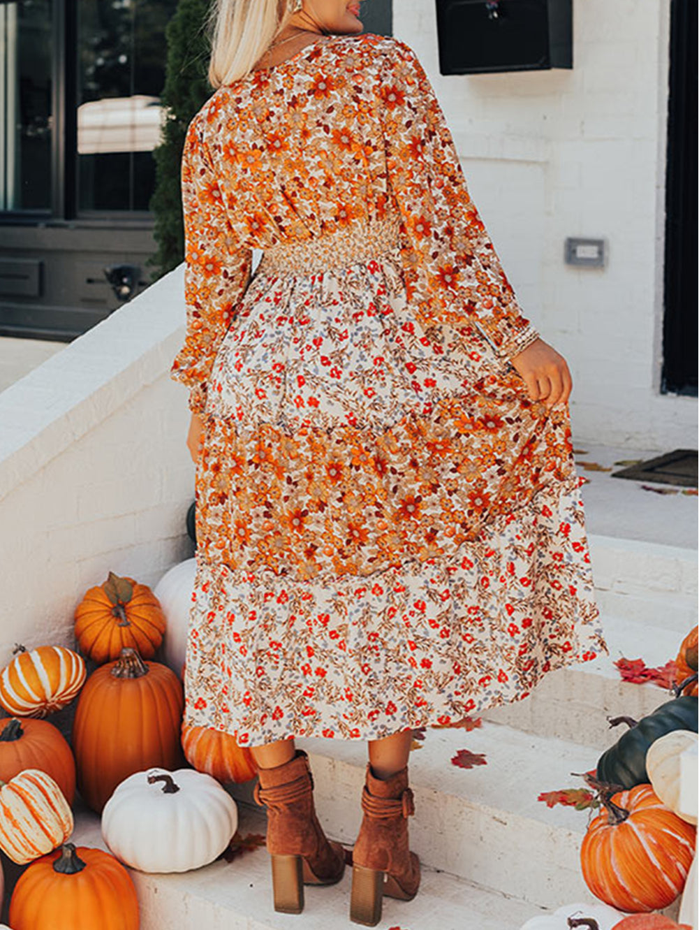 Plus Size Floral Tiered Ruffle Maxi Dress