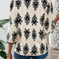 Vintage Geometric Printed 3/4 Sleeve V Neck Blouse