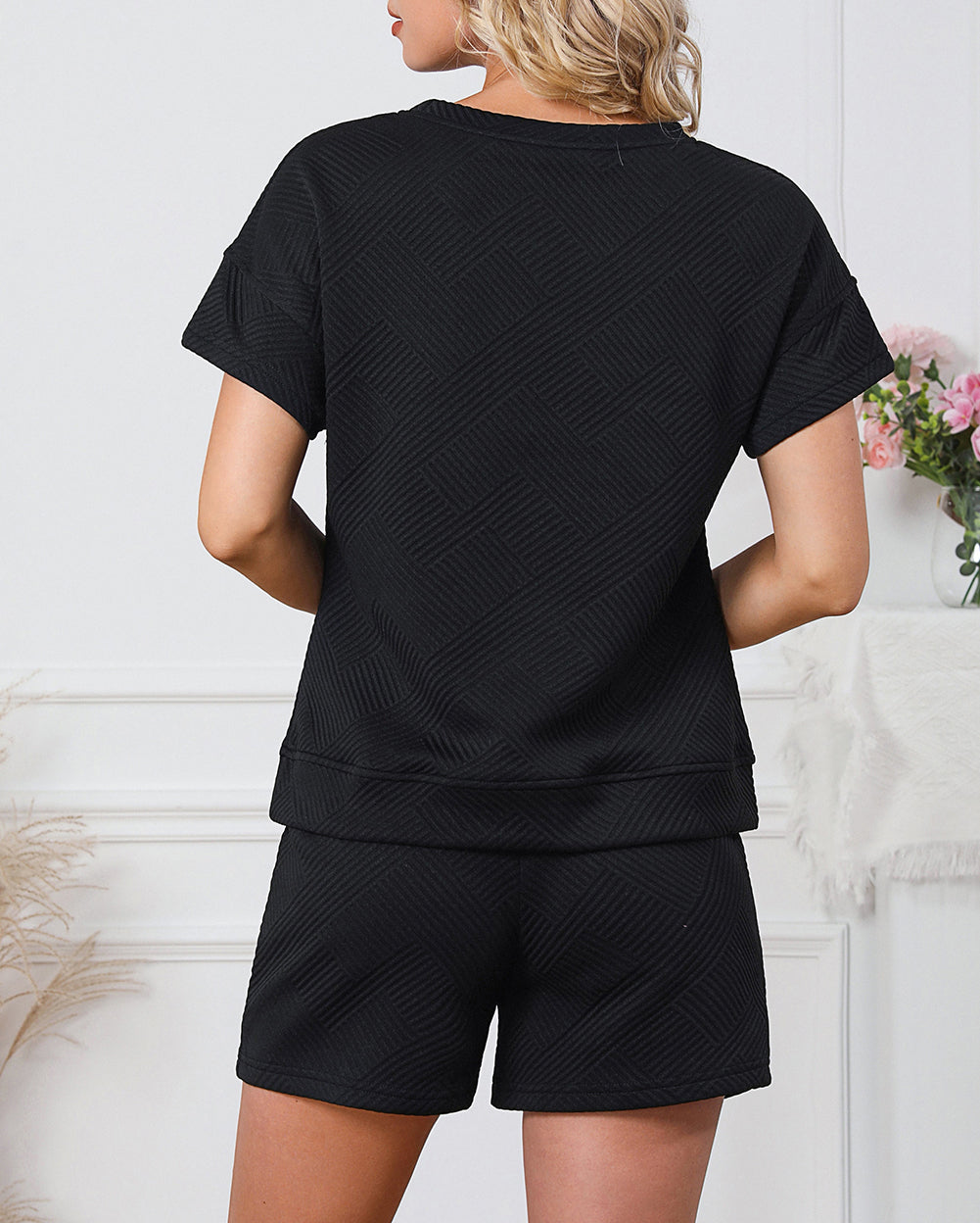 Trendy Texture Sequin Baseball Graphic Short 2pcs Set
