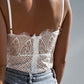 Lace Crochet V Neck Spaghetti Straps Bodysuit