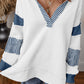 Striped Colorblock Patchwork Collar Sweatshirt