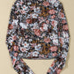 Floral Long Sleeve High Neck Sheath Mesh Blouse