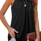 Pleated Round Neck Loose Sleeveless Top
