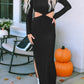 Ribbed Twist Cutout Long Sleeve Dress
