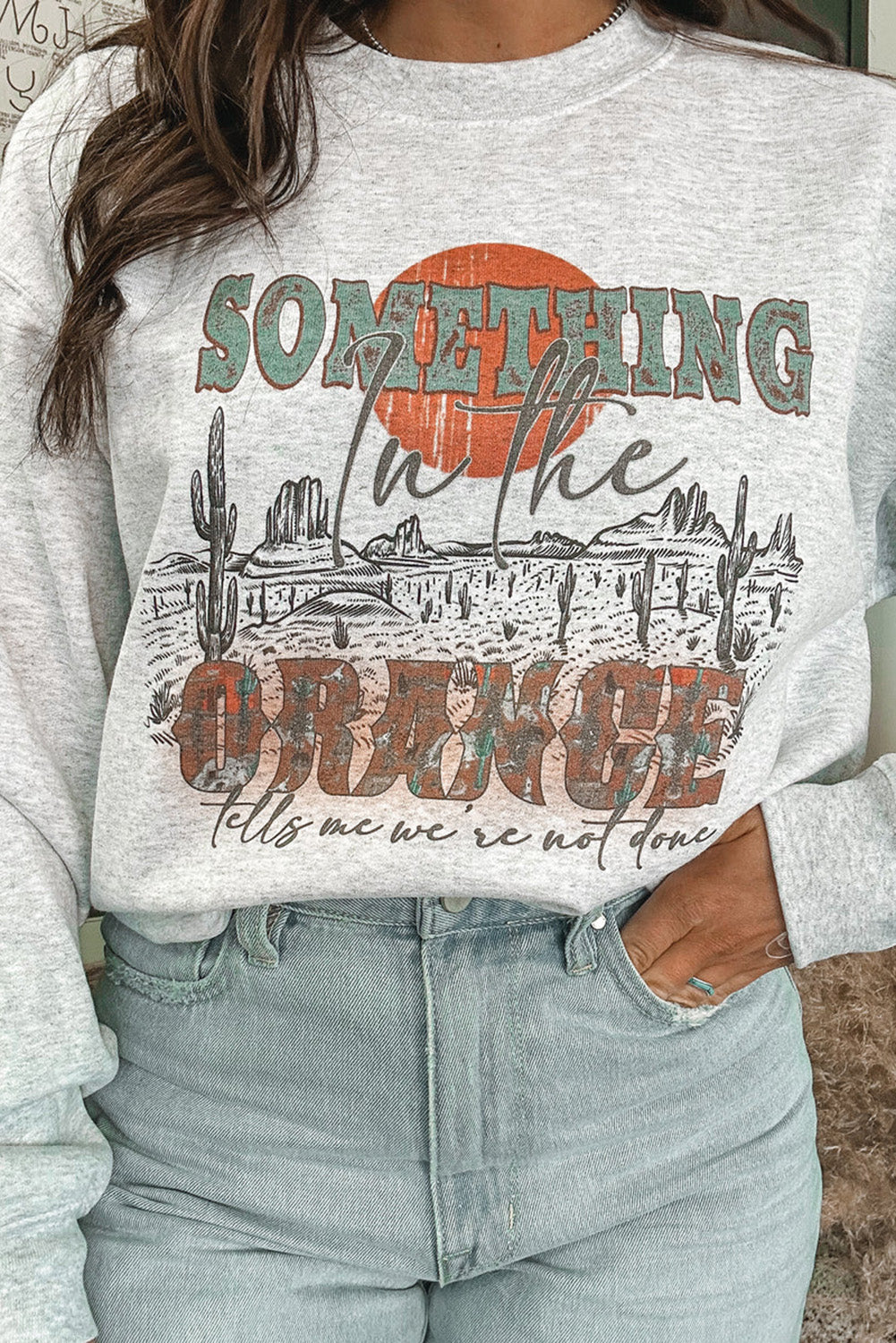 SOMETHING ORANGE Graphic Relaxed Sweatshirt