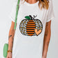 Leopard Striped Pumpkin Printed Thanksgiving T Shirt