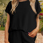 Solid Geometric Textured Loose Two Piece Shorts Set