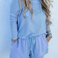 Plus Size Ribbed Long Sleeve Top and Drawstring Shorts Set