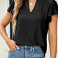 Eyelet Lace Textured V Neck Flutter Blouse
