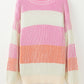 Colorblock Textured Knit Bubble Sleeve Sweater