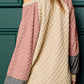 Colorblock Raglan Sleeve Textured Knit Top