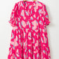 Abstract Printed Puff Short Sleeve Tiered Loose Dress