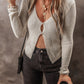 Parchment Slim Fit Buttoned V Neck Knit Cardigan
