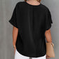 Solid V Neck Short Sleeve Blouse