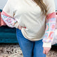 Plus Size Floral Print Raglan Bubble Sleeve Top