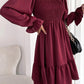 Smocked Puff Sleeve Ruffle Mini Dress