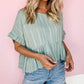 Textured Ruffled Hem Short Sleeve Blouse