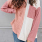 Long Sleeve Colorblock Chest Pocket Textured Knit Top