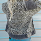 Leopard Patchwork Corduroy Ripped Hem Button up Jacket
