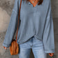Waffle Knit Loose Long Sleeve Top