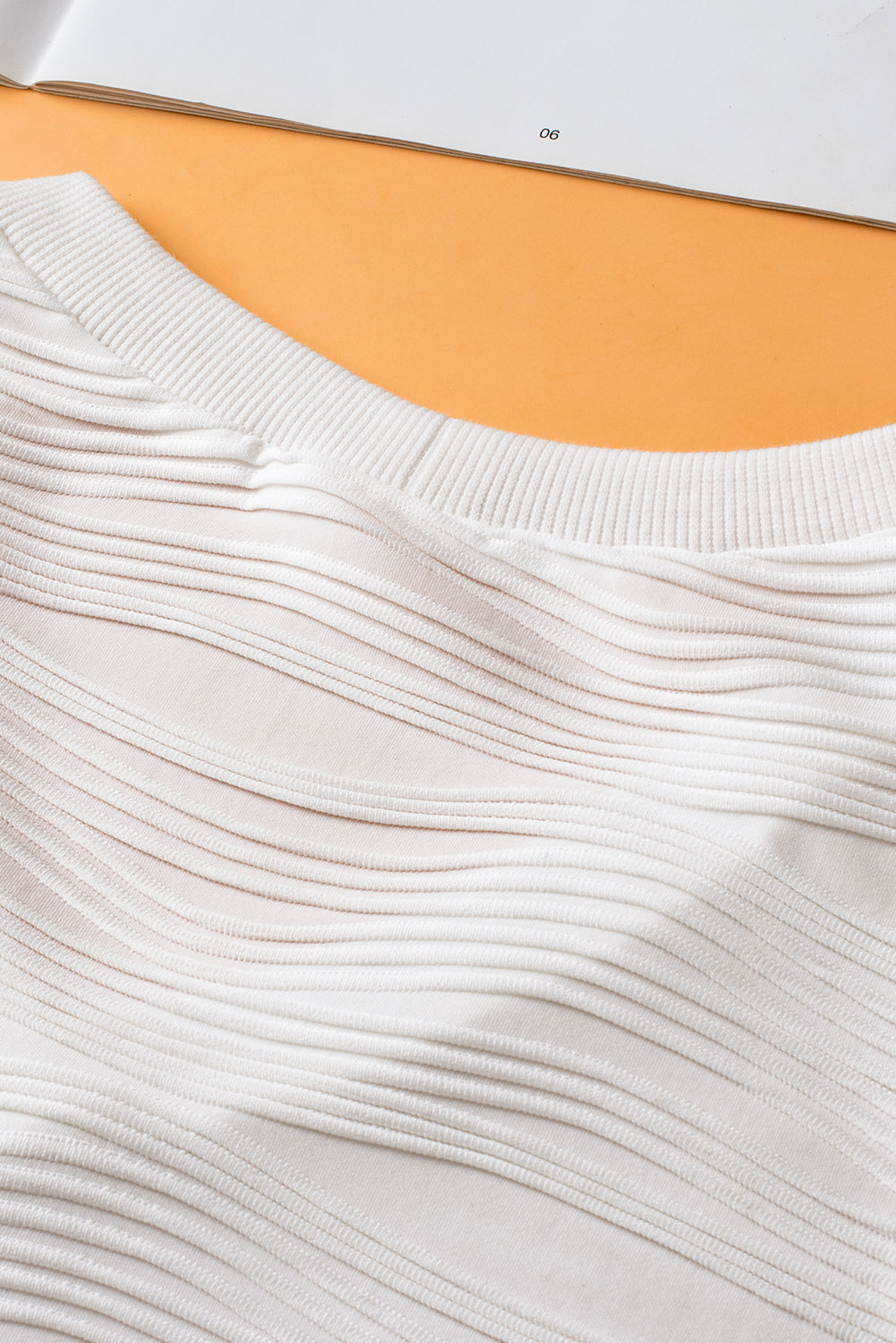 Solid Color Textured V Neck Short Sleeve Top