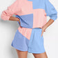 Colorblock Patchwork Long Sleeve Shorts Outfit