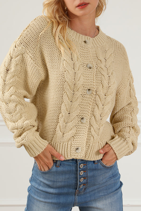 Cable Knit Buttoned Cardigan
