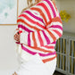 Stripe V Neck Drop Shoulder Plus Size Sweater
