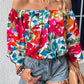 Floral Print Off Shoulder Wide Sleeve Blouse
